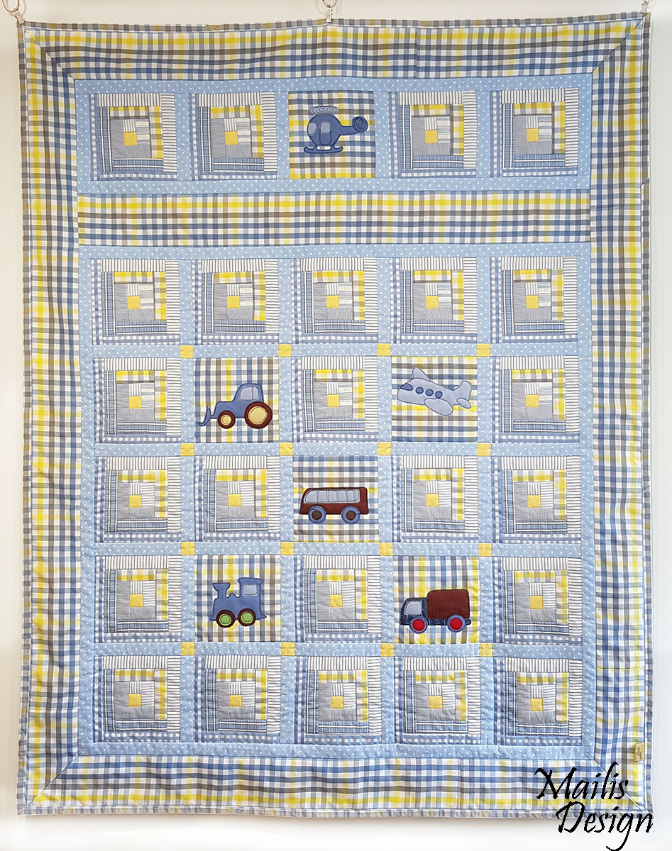 Laste lapitekk masinatega (140 x 110 cm), sinine, 100% puuvillane