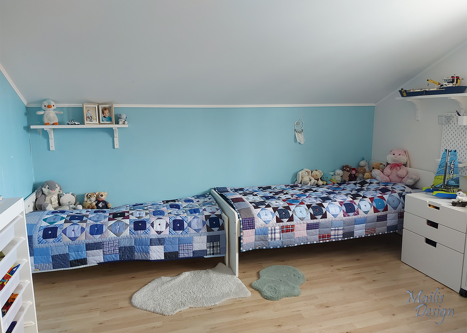 Lapitekk nööpidega (200 x 145 cm), sinine