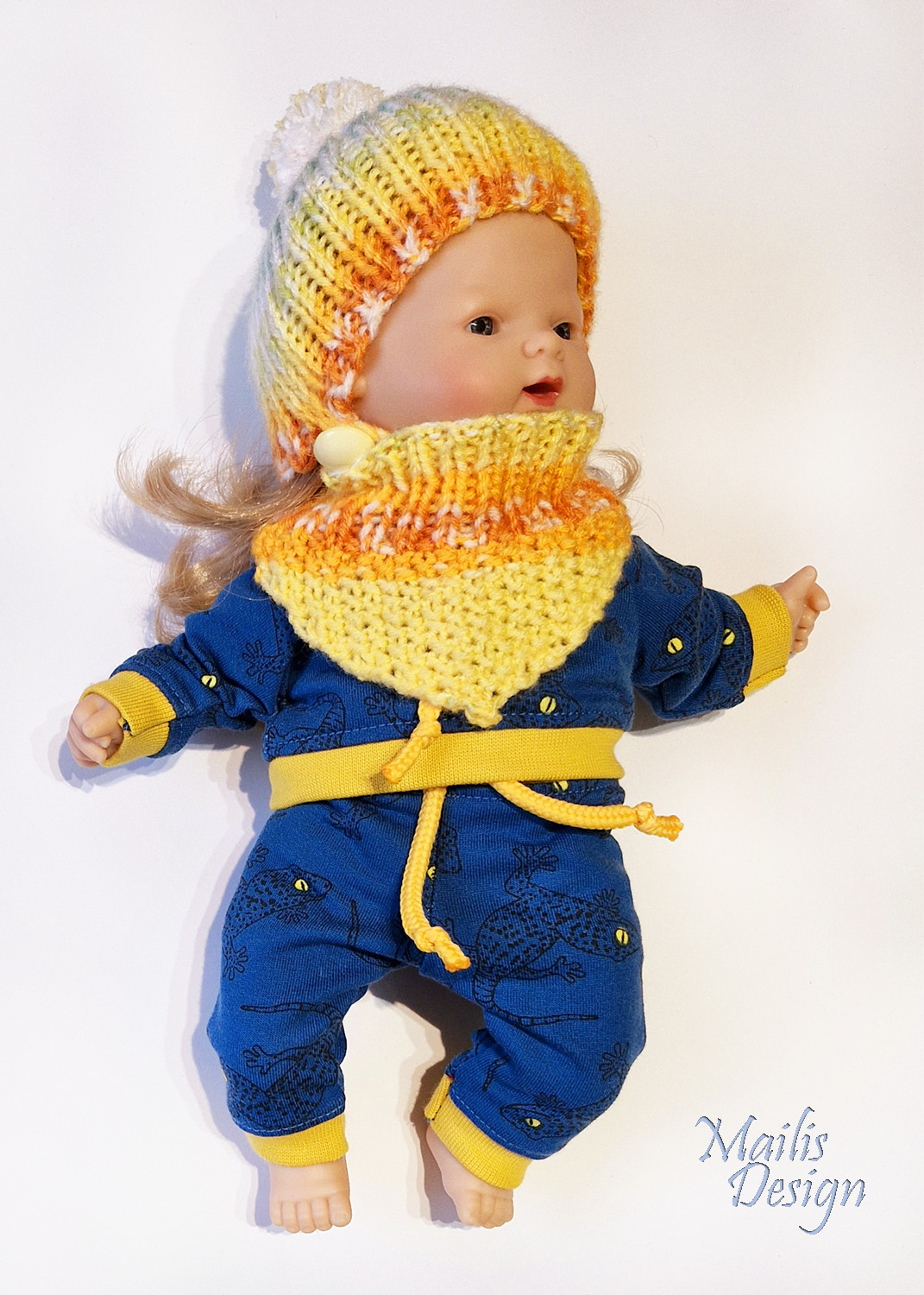 Nuku müts (pü 24 cm) ja kaelussall, türkiis/lilla
