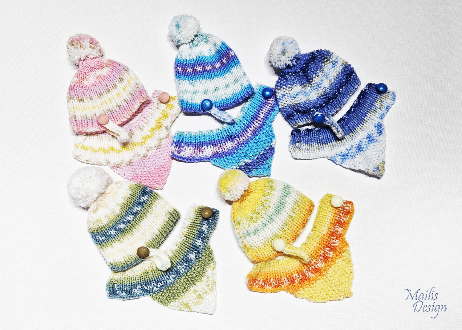 Nuku müts (pü 22cm) ja kaelussall, roosa kirju