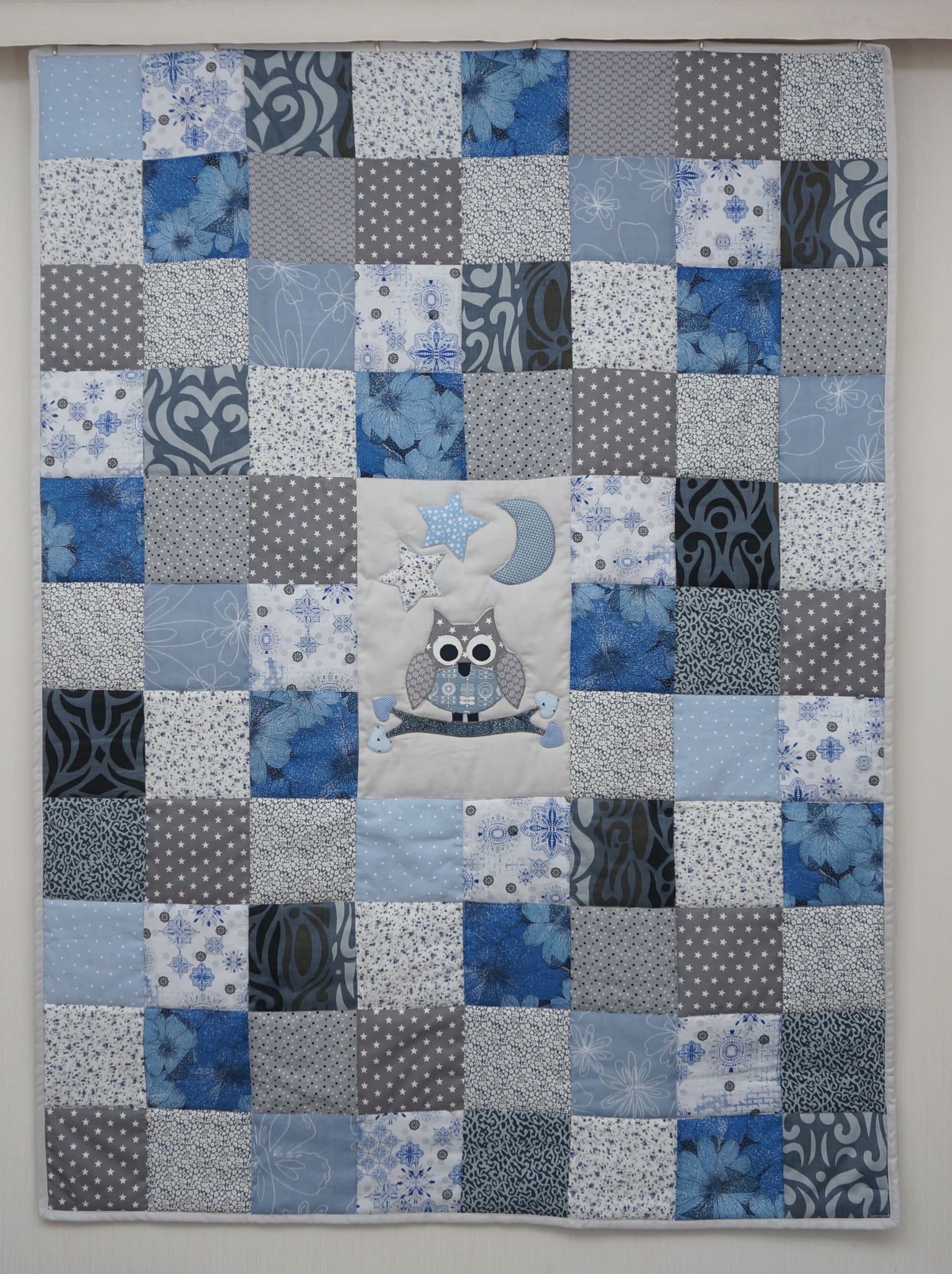Lapitekk lastele Öine Öökull (150 x 110 cm), sinine-hall